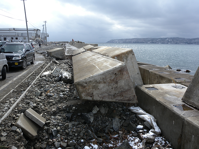 Harbor First seawall at Hanzaki, Kuji port