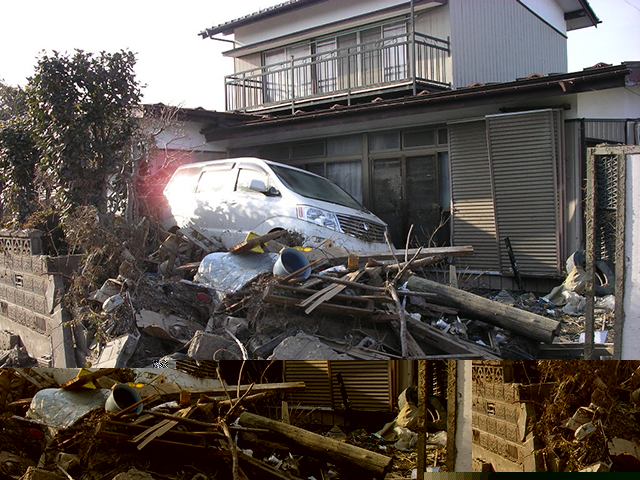 被災 山下駅西側
